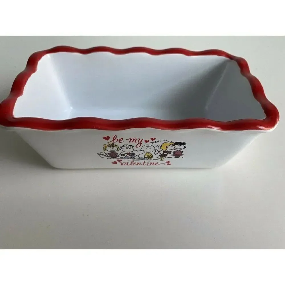 Peanuts Snoopy & Friends Valentine’s Mini Loaf‎ Bread Baking Pan Dish Canister